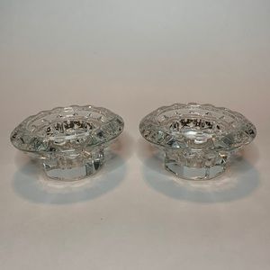 2 Crystal Glass Candle Holders from France